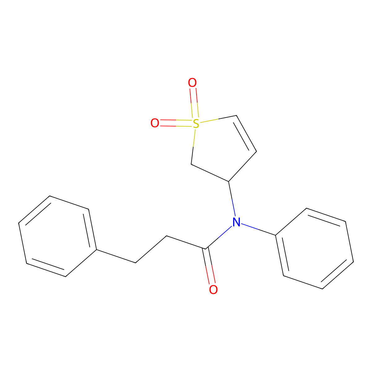 N-(1,1-dioxido-2,3-dihydrothiophen-3-yl)-N,3-diphenylpropanamide molecular structure, CAS 863021-13-0