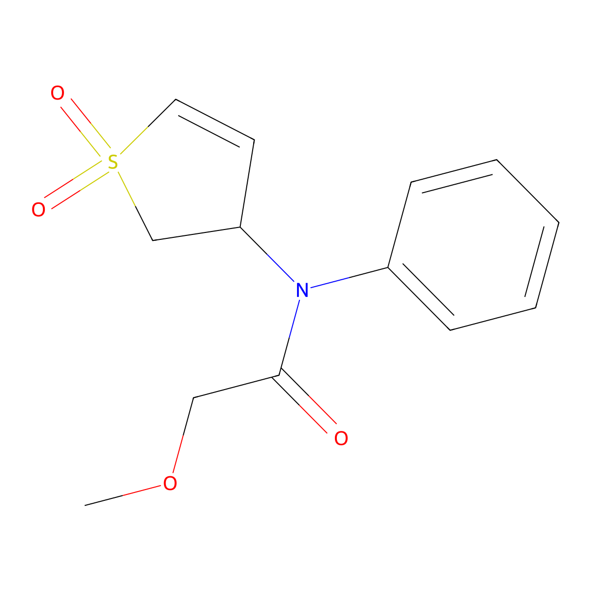 N-(1,1-dioxido-2,3-dihydrothiophen-3-yl)-2-methoxy-N-phenylacetamide molecular structure, CAS 863021-14-1