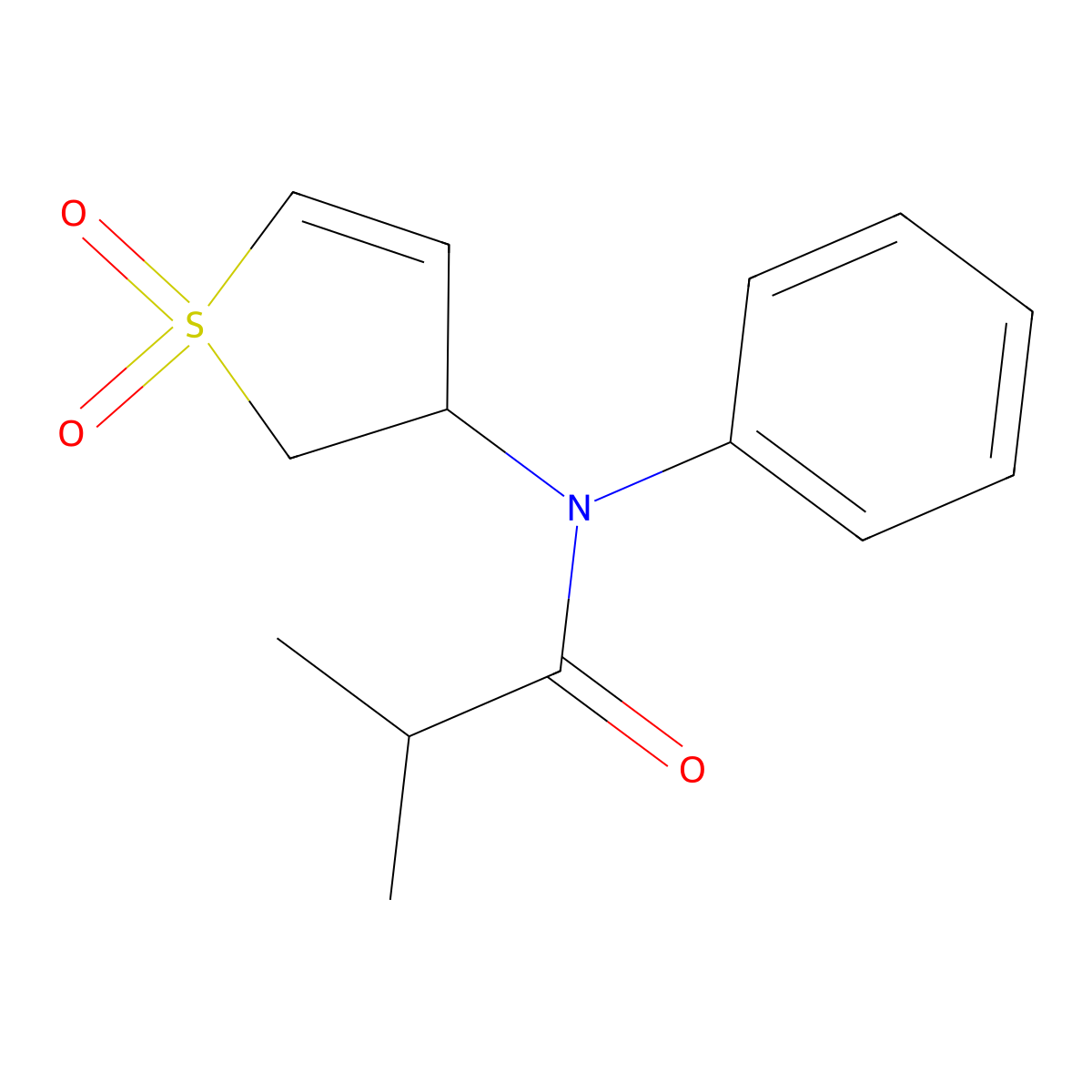 N-(1,1-dioxido-2,3-dihydrothiophen-3-yl)-N-phenylisobutyramide molecular structure, CAS 863021-16-3