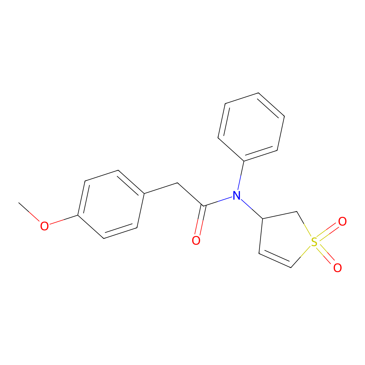 N-(1,1-dioxido-2,3-dihydrothiophen-3-yl)-2-(4-methoxyphenyl)-N-phenylacetamide molecular structure, CAS 863021-28-7