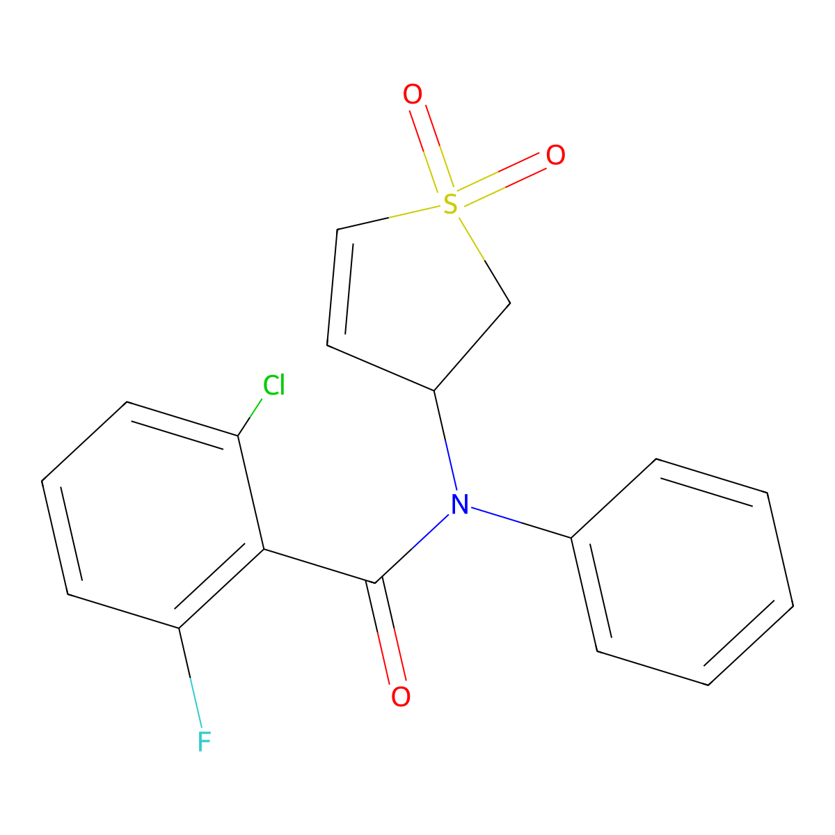 2-chloro-N-(1,1-dioxido-2,3-dihydrothiophen-3-yl)-6-fluoro-N-phenylbenzamide molecular structure, CAS 863021-32-3