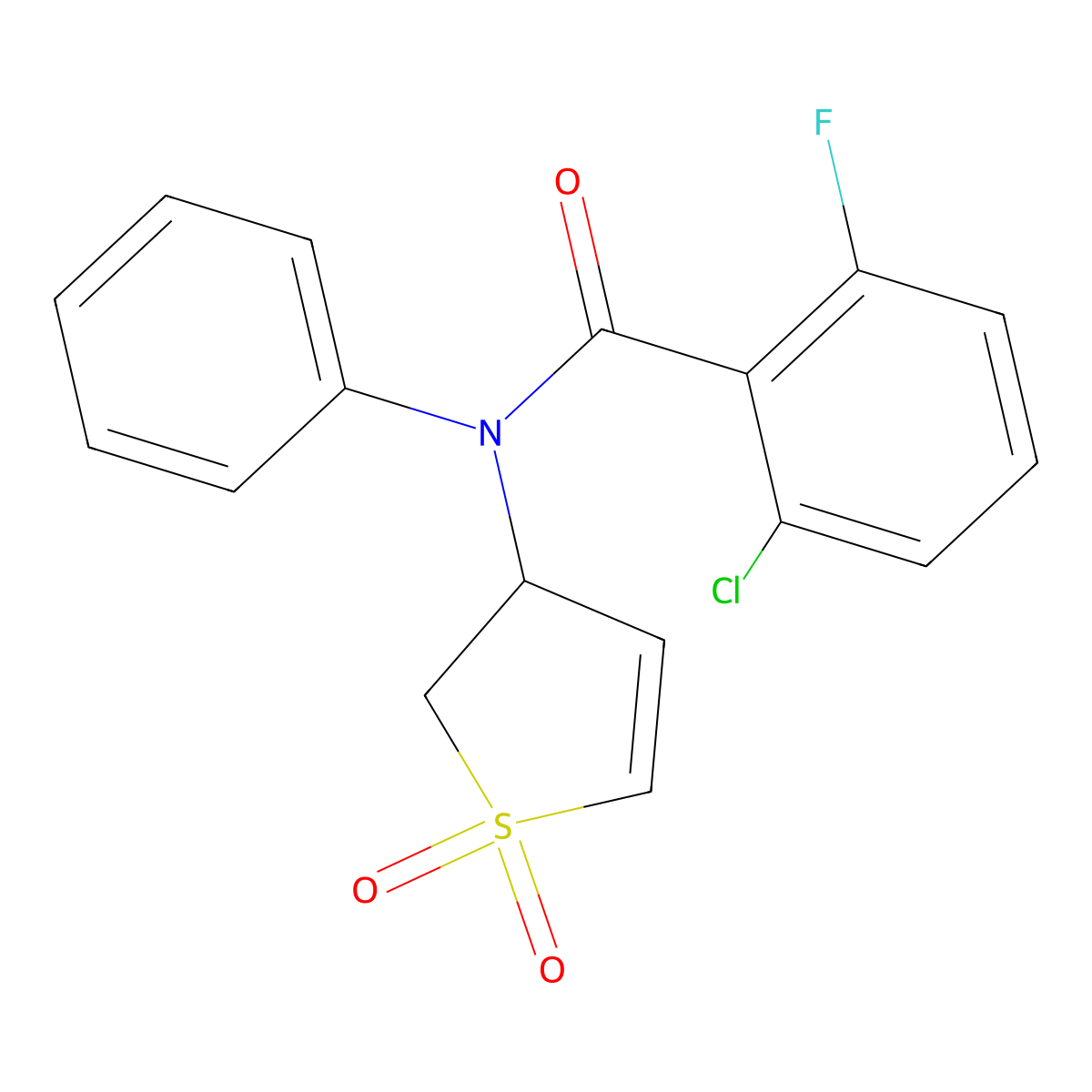 2-chloro-N-(1,1-dioxido-2,3-dihydrothiophen-3-yl)-6-fluoro-N-phenylbenzamide molecular structure, CAS 863021-32-3