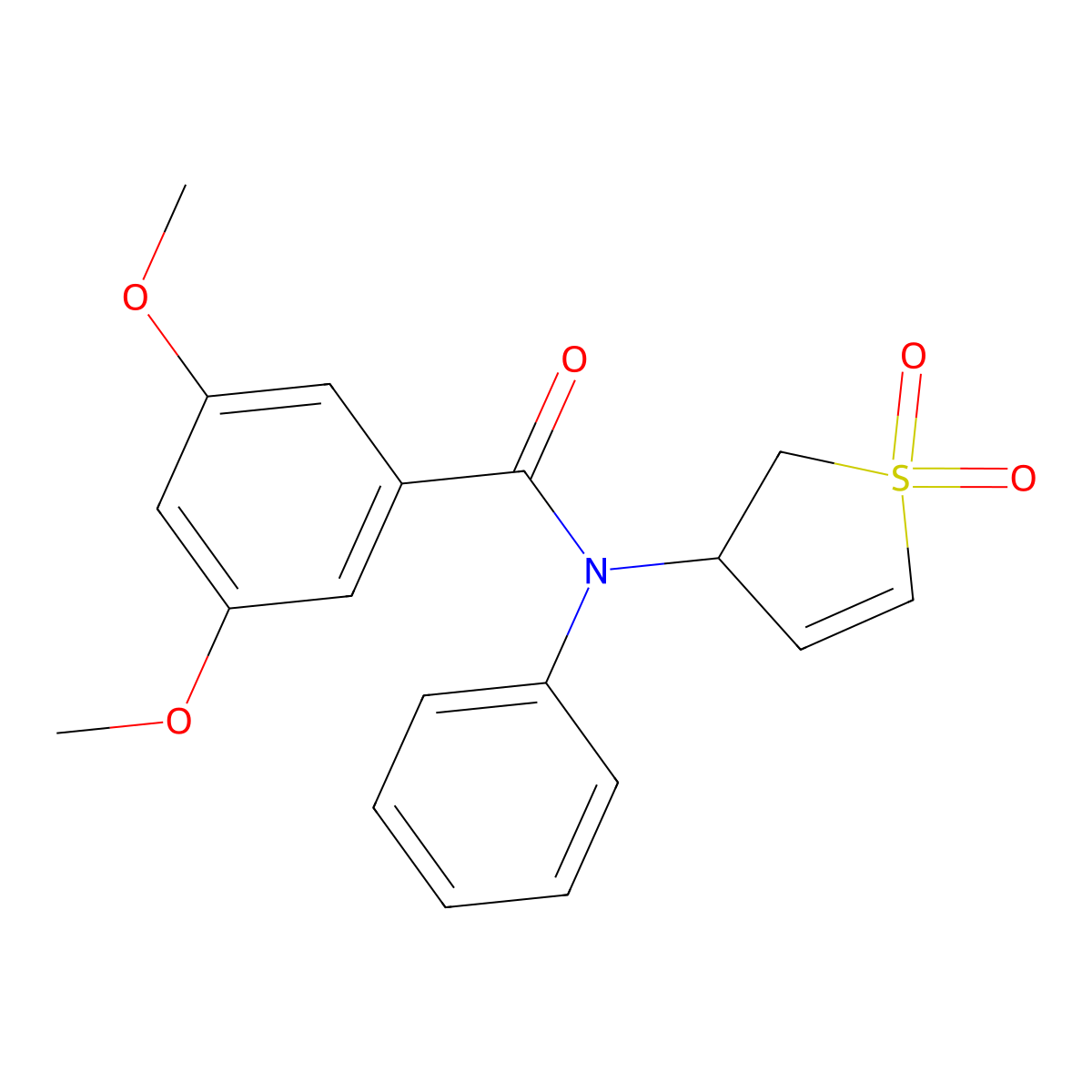 N-(1,1-dioxo-2,3-dihydro-1lambda6-thiophen-3-yl)-3,5-dimethoxy-N-phenylbenzamide molecular structure, CAS 863021-33-4
