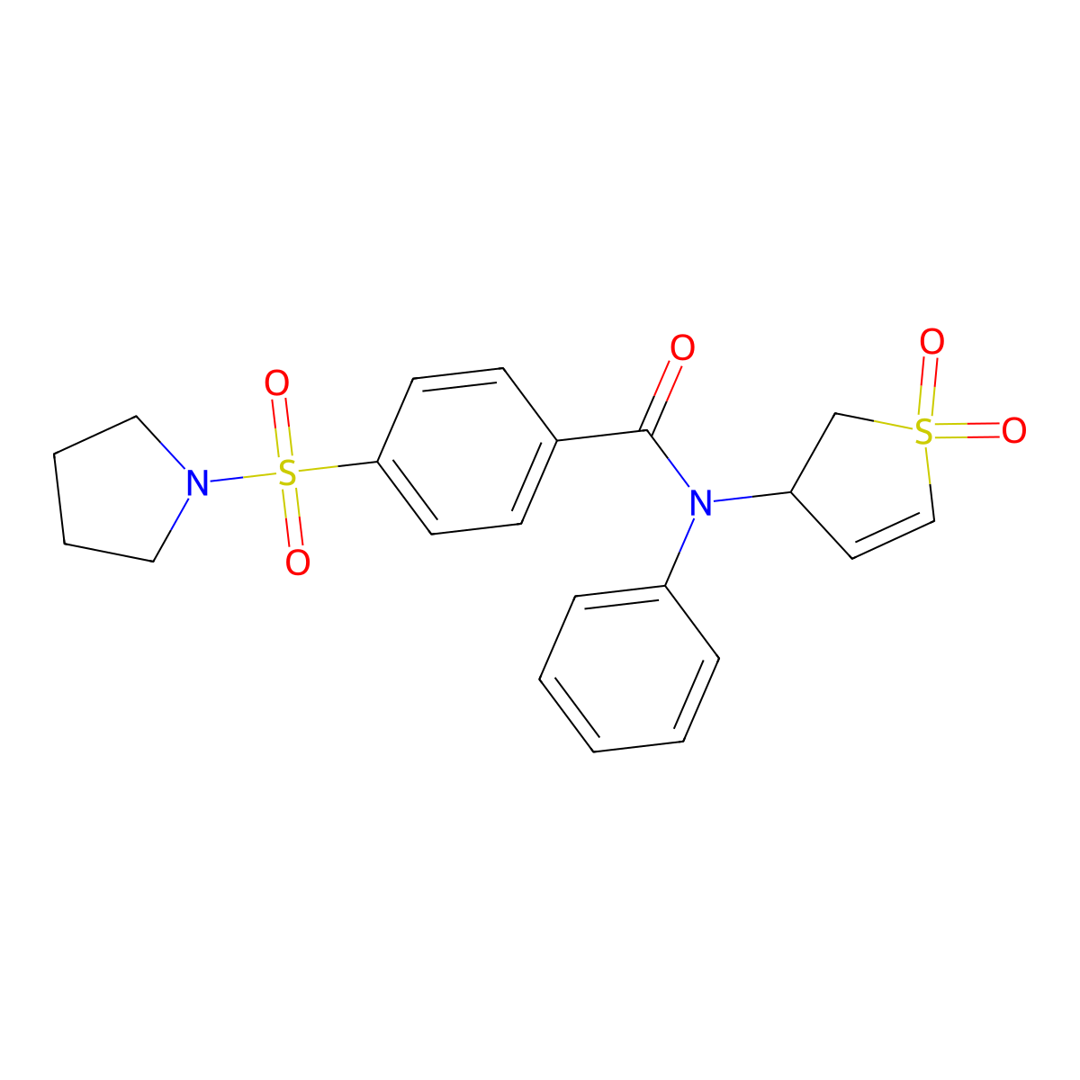 N-(1,1-dioxido-2,3-dihydrothiophen-3-yl)-N-phenyl-4-(pyrrolidin-1-ylsulfonyl)benzamide molecular structure, CAS 863021-37-8