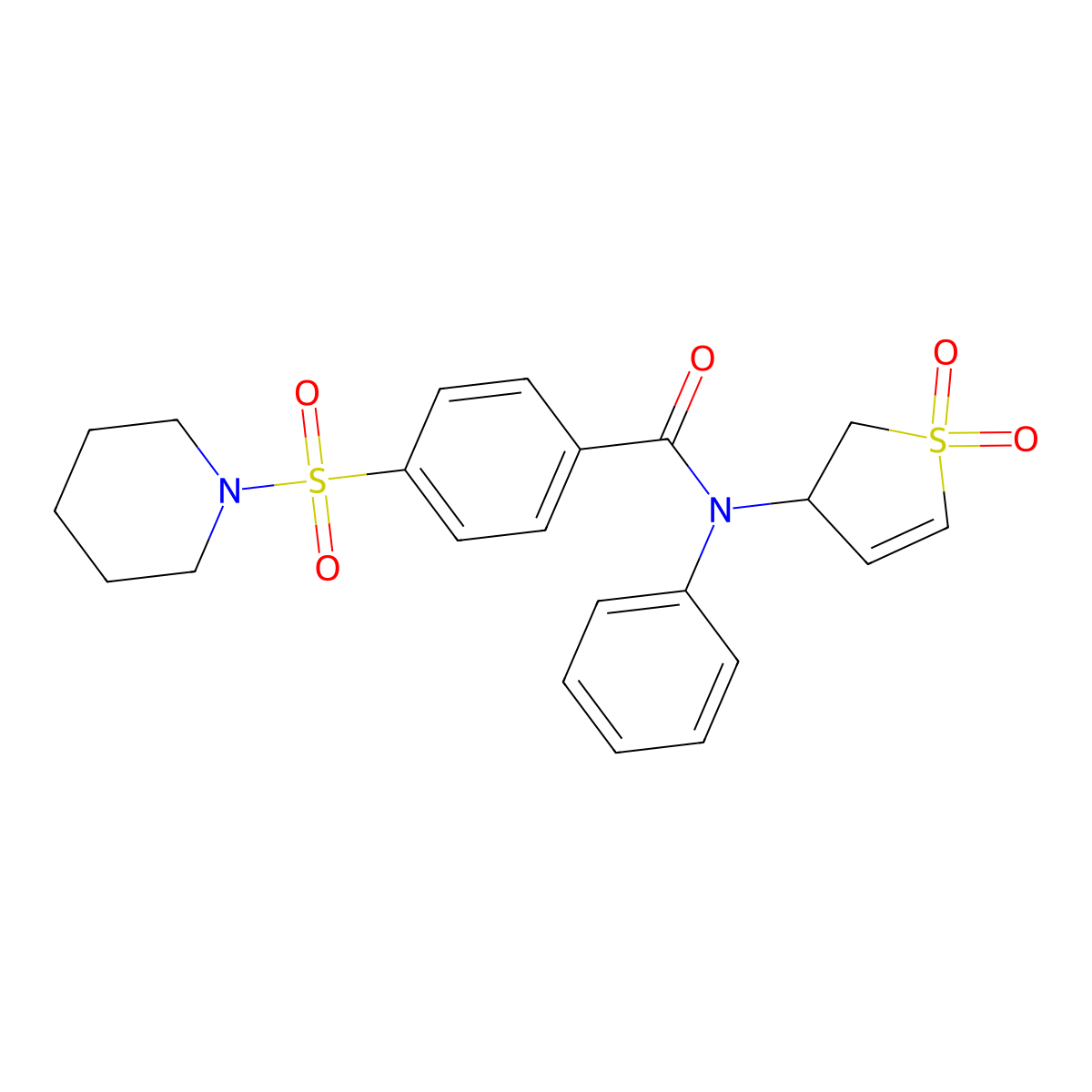 N-(1,1-dioxido-2,3-dihydrothiophen-3-yl)-N-phenyl-4-(piperidin-1-ylsulfonyl)benzamide molecular structure, CAS 863021-38-9