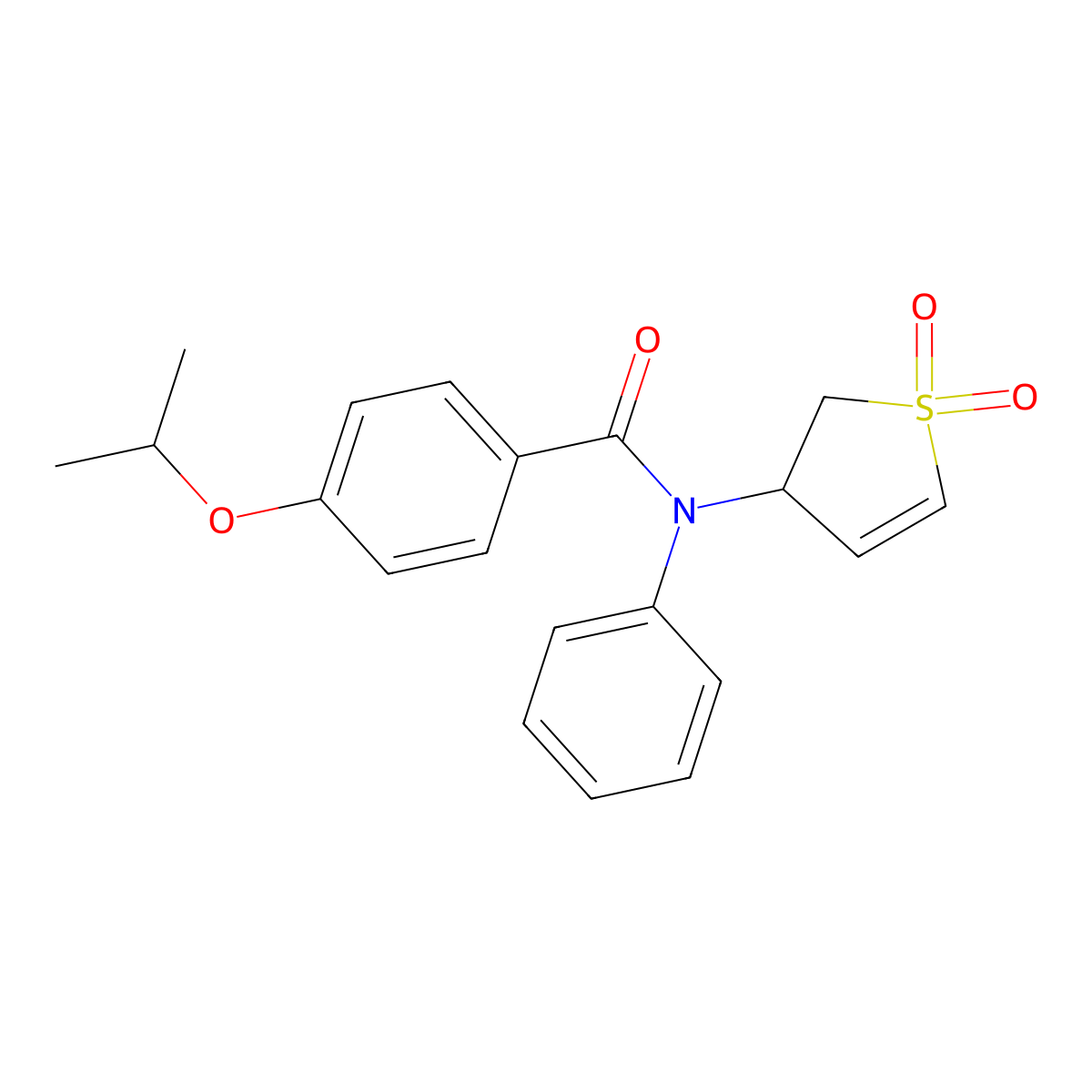 N-(1,1-dioxido-2,3-dihydrothiophen-3-yl)-4-isopropoxy-N-phenylbenzamide molecular structure, CAS 863021-40-3