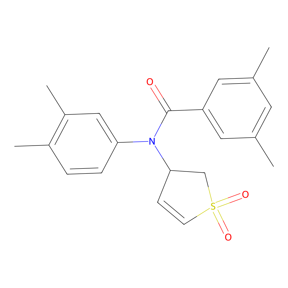 N-(3,4-dimethylphenyl)-N-(1,1-dioxido-2,3-dihydrothiophen-3-yl)-3,5-dimethylbenzamide molecular structure, CAS 863021-44-7