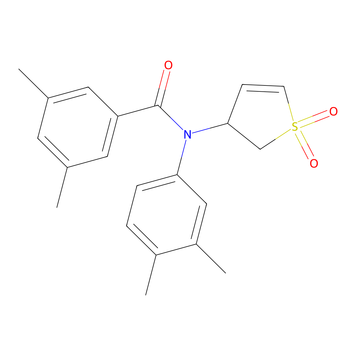 N-(3,4-dimethylphenyl)-N-(1,1-dioxido-2,3-dihydrothiophen-3-yl)-3,5-dimethylbenzamide molecular structure, CAS 863021-44-7