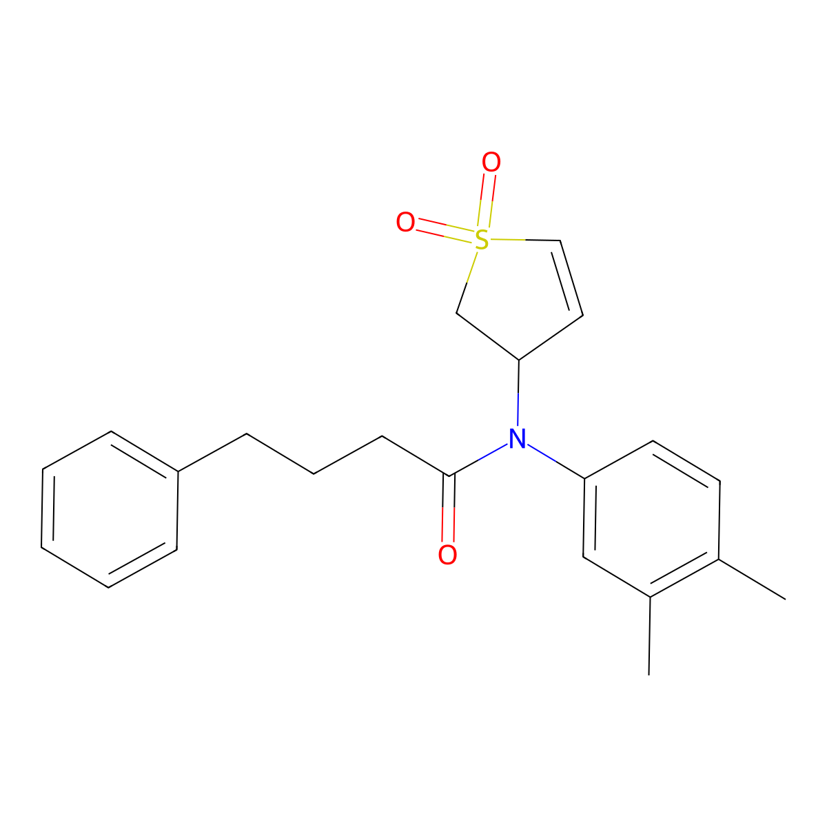 N-(3,4-dimethylphenyl)-N-(1,1-dioxido-2,3-dihydrothiophen-3-yl)-4-phenylbutanamide molecular structure, CAS 863021-46-9