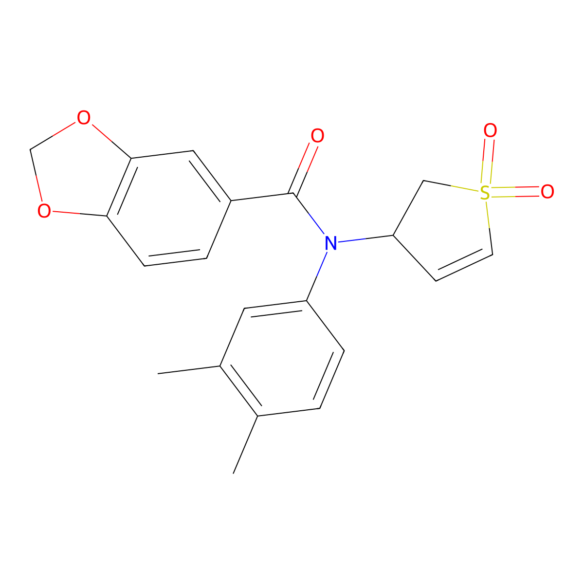 N-(3,4-dimethylphenyl)-N-(1,1-dioxido-2,3-dihydrothiophen-3-yl)benzo[d][1,3]dioxole-5-carboxamide molecular structure, CAS 863021-47-0