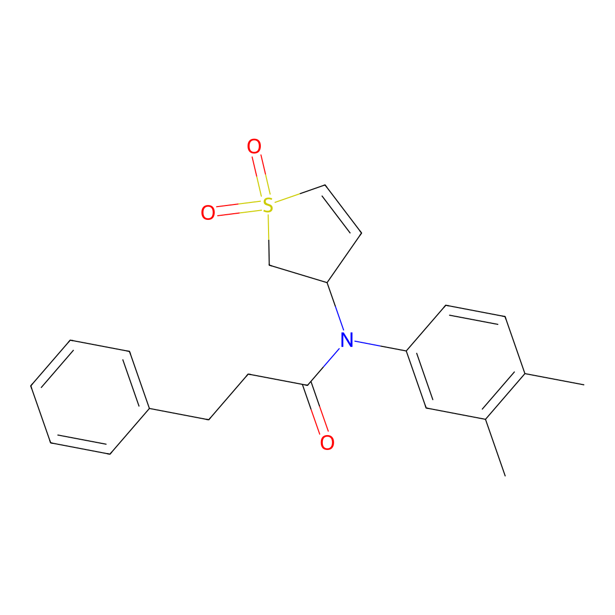 N-(3,4-dimethylphenyl)-N-(1,1-dioxido-2,3-dihydrothiophen-3-yl)-3-phenylpropanamide molecular structure, CAS 863021-52-7