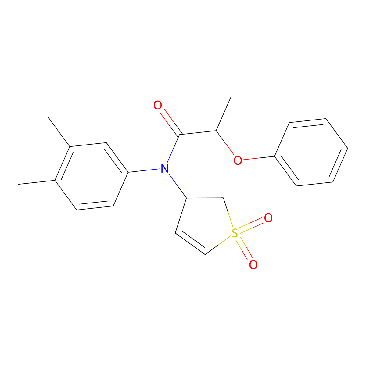 N-(3,4-dimethylphenyl)-N-(1,1-dioxido-2,3-dihydrothien-3-yl)-2-phenoxypropanamide molecular structure, CAS 863021-54-9