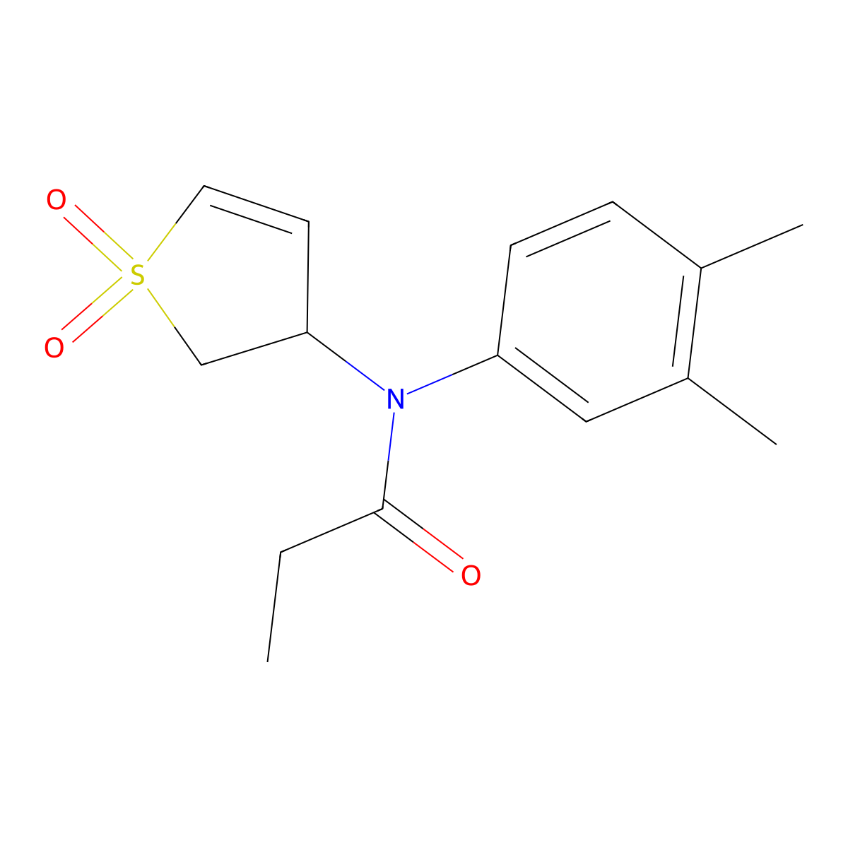 N-(3,4-dimethylphenyl)-N-(1,1-dioxido-2,3-dihydrothiophen-3-yl)propionamide molecular structure, CAS 863021-56-1