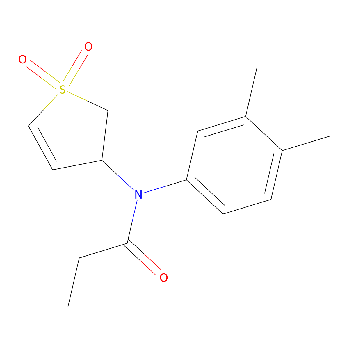 N-(3,4-dimethylphenyl)-N-(1,1-dioxido-2,3-dihydrothiophen-3-yl)propionamide molecular structure, CAS 863021-56-1
