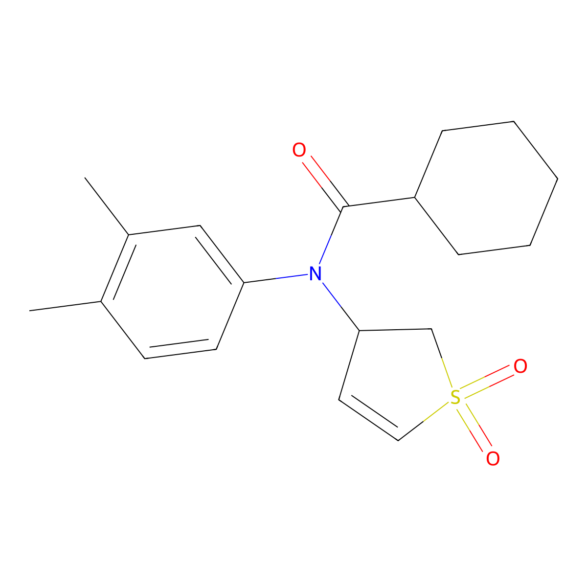 N-(3,4-dimethylphenyl)-N-(1,1-dioxido-2,3-dihydrothiophen-3-yl)cyclohexanecarboxamide molecular structure, CAS 863021-63-0