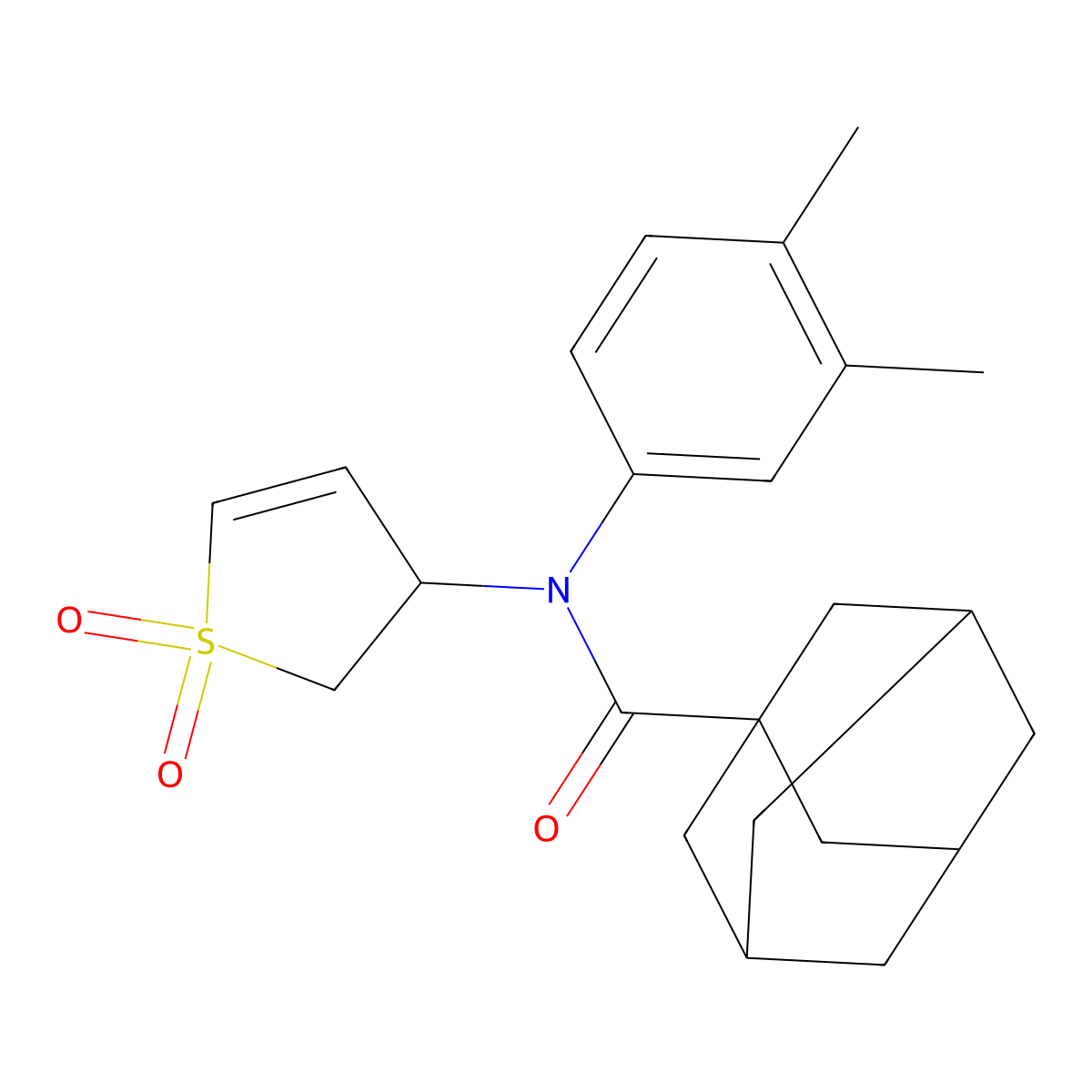 (1R,3s)-N-(3,4-dimethylphenyl)-N-(1,1-dioxido-2,3-dihydrothiophen-3-yl)adamantane-1-carboxamide molecular structure, CAS 863021-65-2