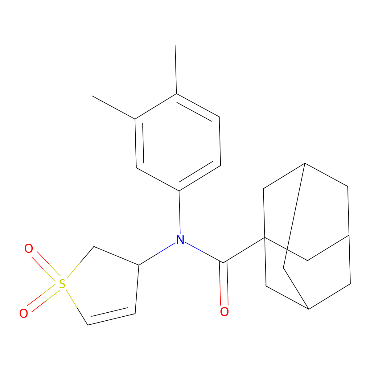 (1R,3s)-N-(3,4-dimethylphenyl)-N-(1,1-dioxido-2,3-dihydrothiophen-3-yl)adamantane-1-carboxamide molecular structure, CAS 863021-65-2