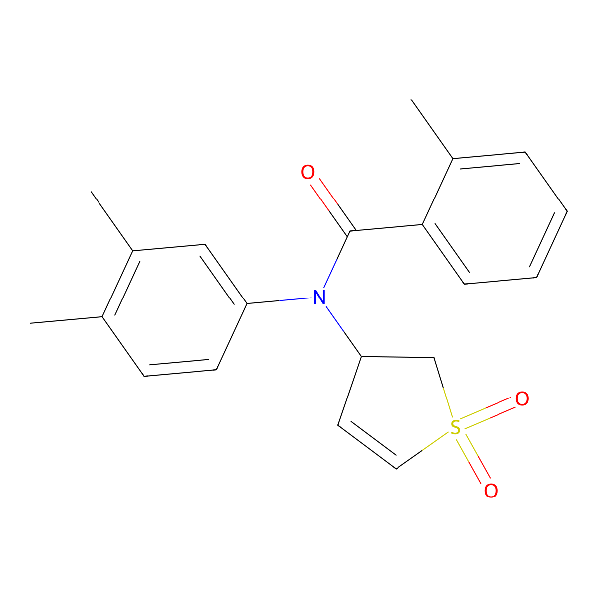 N-(3,4-Dimethylphenyl)-N-(1,1-dioxido-2,3-dihydro-3-thiophenyl)-2-methylbenzamide molecular structure, CAS 863021-71-0