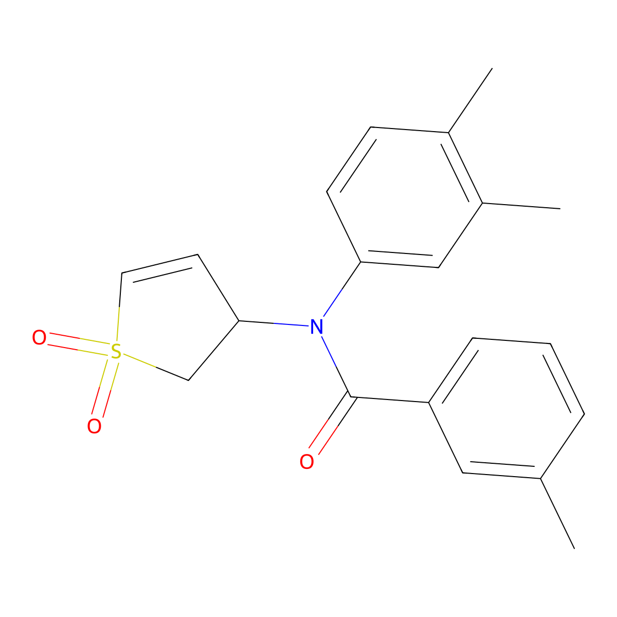 N-(3,4-dimethylphenyl)-N-(1,1-dioxido-2,3-dihydrothien-3-yl)-3-methylbenzamide molecular structure, CAS 863021-72-1