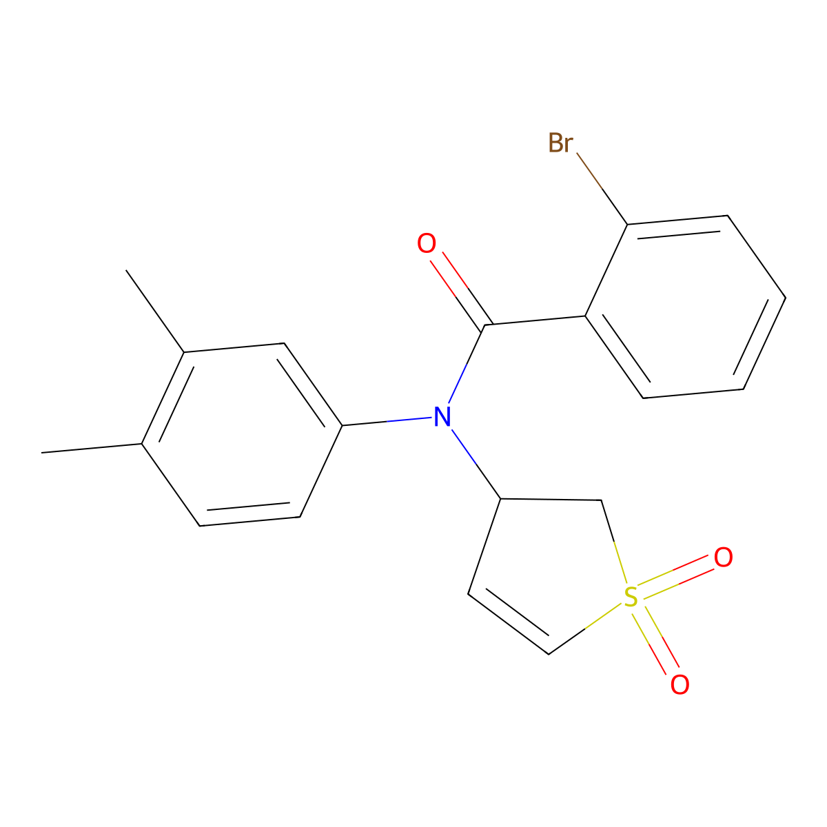2-bromo-N-(3,4-dimethylphenyl)-N-(1,1-dioxo-2,3-dihydro-1lambda6-thiophen-3-yl)benzamide molecular structure, CAS 863021-77-6