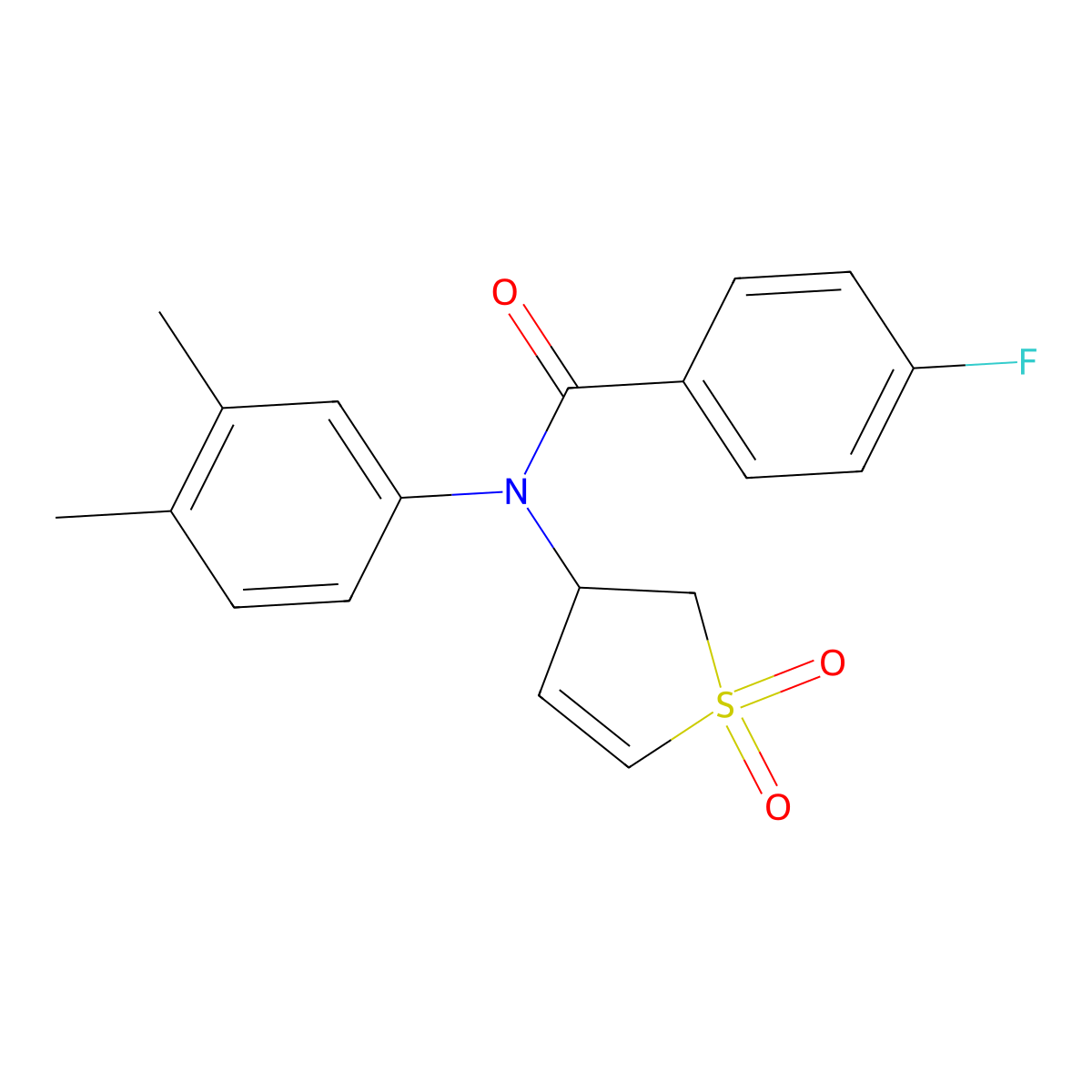 N-(3,4-Dimethylphenyl)-N-(1,1-dioxido-2,3-dihydro-3-thiophenyl)-4-fluorobenzamide molecular structure, CAS 863021-81-2