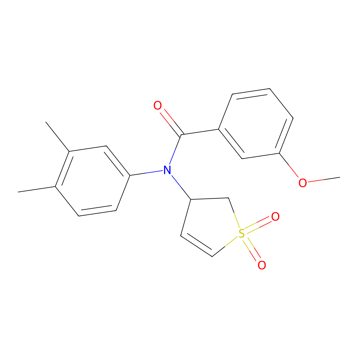 N-(3,4-dimethylphenyl)-N-(1,1-dioxido-2,3-dihydrothiophen-3-yl)-3-methoxybenzamide molecular structure, CAS 863021-83-4
