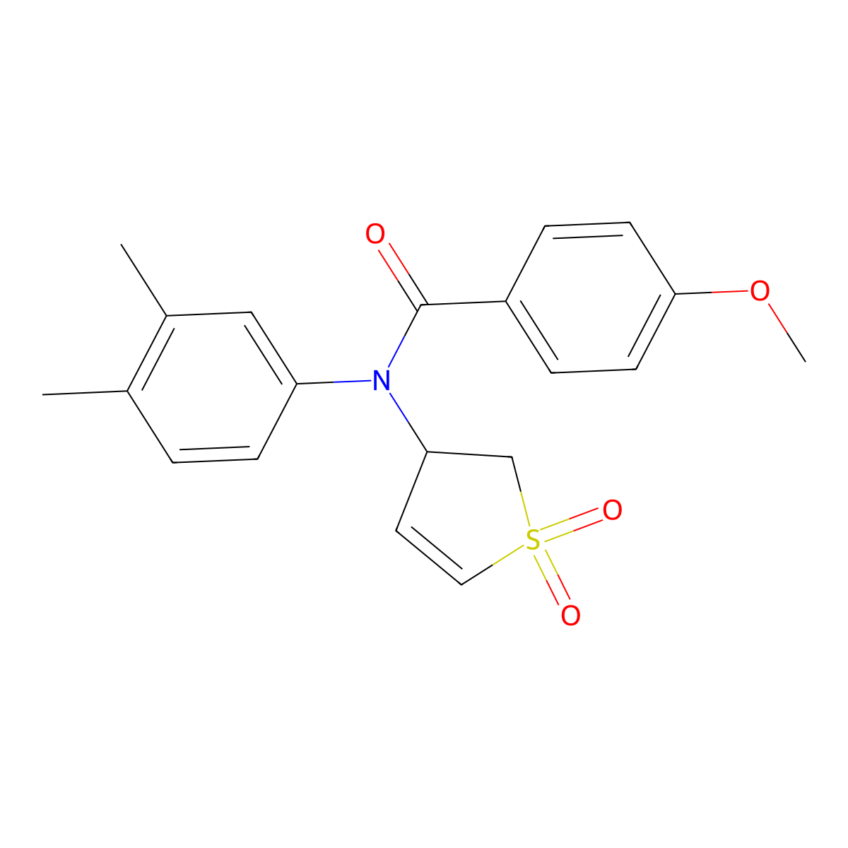 N-(3,4-dimethylphenyl)-N-(1,1-dioxido-2,3-dihydrothiophen-3-yl)-4-methoxybenzamide molecular structure, CAS 863021-85-6