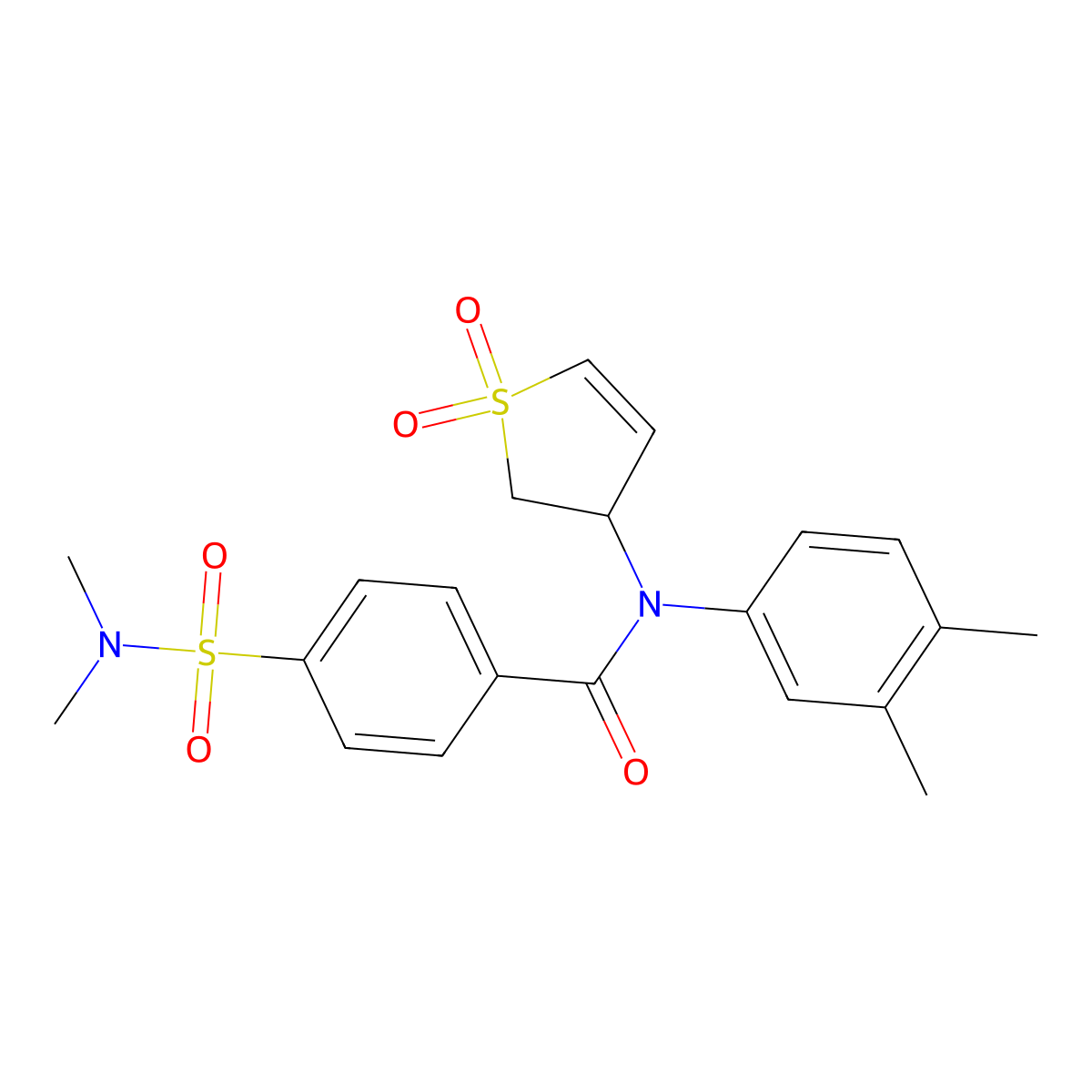 N-(3,4-dimethylphenyl)-4-(N,N-dimethylsulfamoyl)-N-(1,1-dioxido-2,3-dihydrothiophen-3-yl)benzamide molecular structure, CAS 863022-06-4