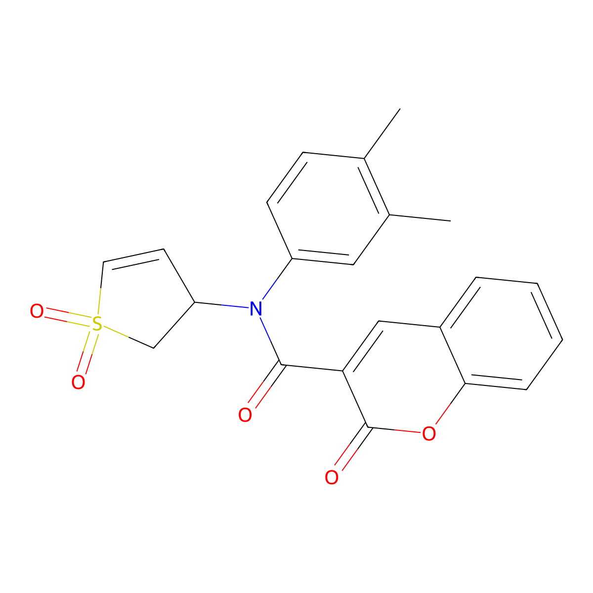 N-(3,4-dimethylphenyl)-N-(1,1-dioxido-2,3-dihydrothiophen-3-yl)-2-oxo-2H-chromene-3-carboxamide molecular structure, CAS 863022-13-3