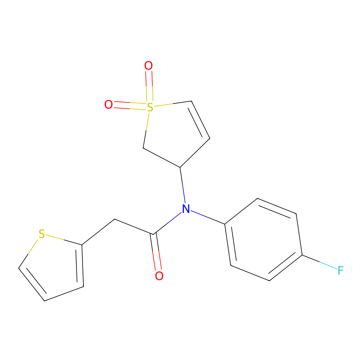N-(1,1-dioxido-2,3-dihydrothiophen-3-yl)-N-(4-fluorophenyl)-2-(thiophen-2-yl)acetamide molecular structure, CAS 863022-15-5