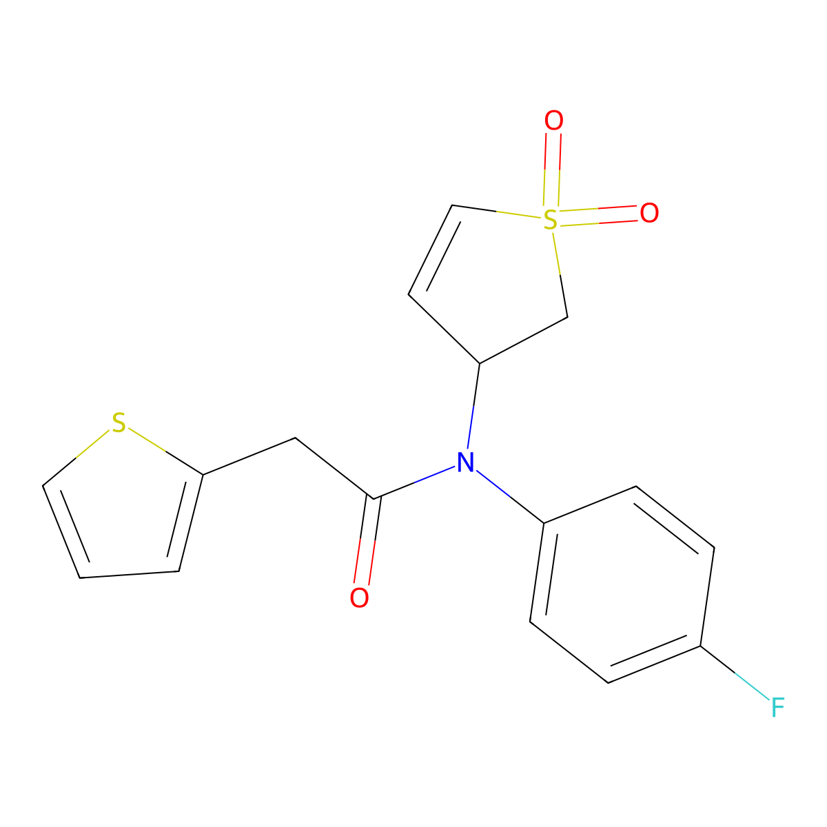 N-(1,1-dioxido-2,3-dihydrothiophen-3-yl)-N-(4-fluorophenyl)-2-(thiophen-2-yl)acetamide molecular structure, CAS 863022-15-5