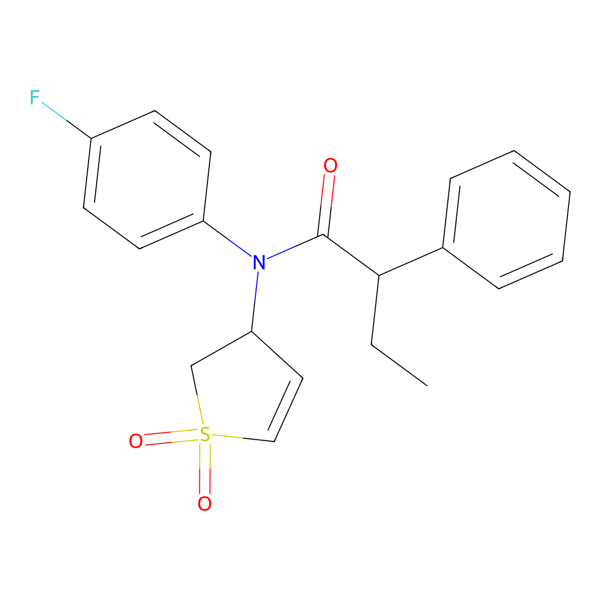 N-(1,1-dioxido-2,3-dihydrothiophen-3-yl)-N-(4-fluorophenyl)-2-phenylbutanamide molecular structure, CAS 863022-23-5