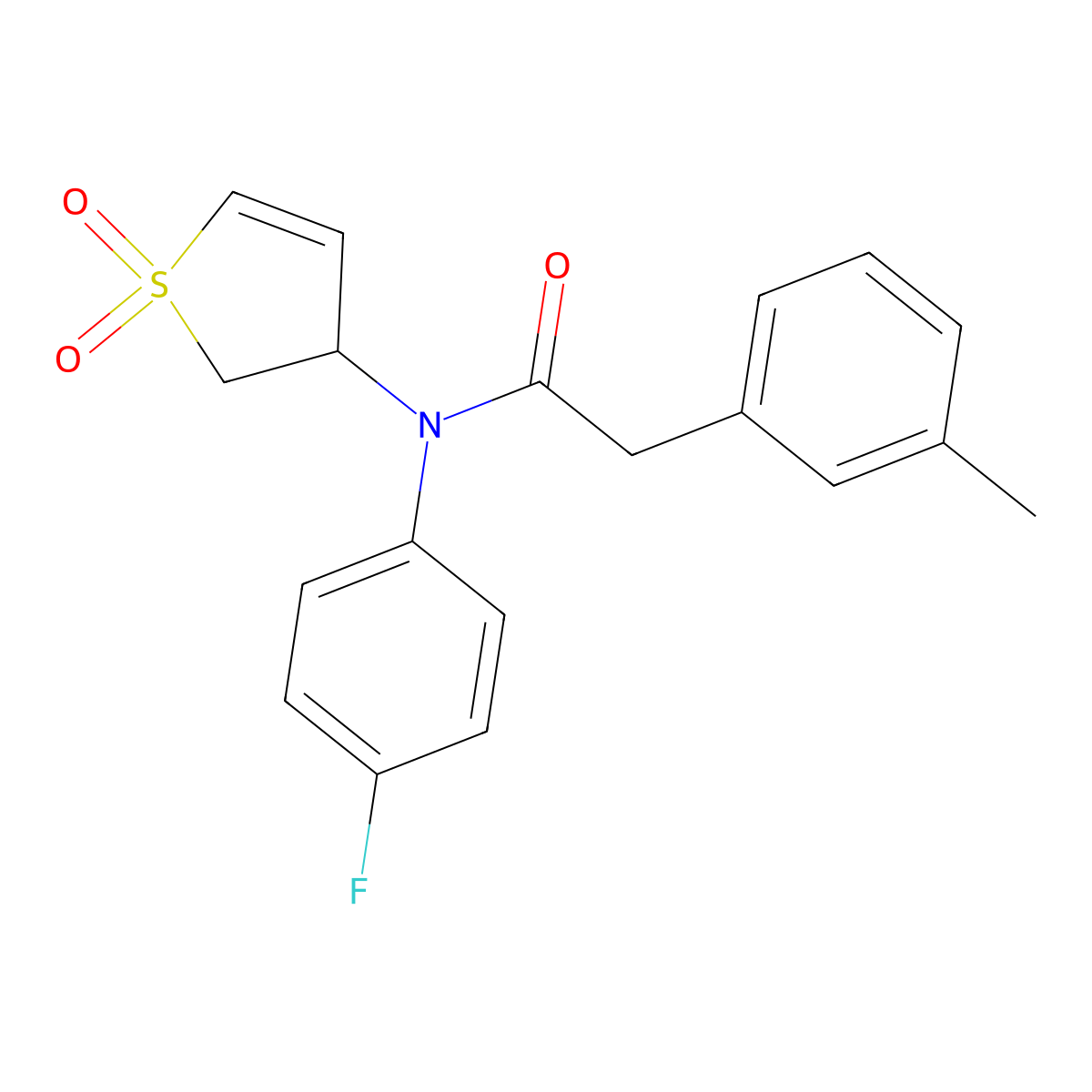 N-(1,1-dioxido-2,3-dihydrothiophen-3-yl)-N-(4-fluorophenyl)-2-(m-tolyl)acetamide molecular structure, CAS 863022-32-6