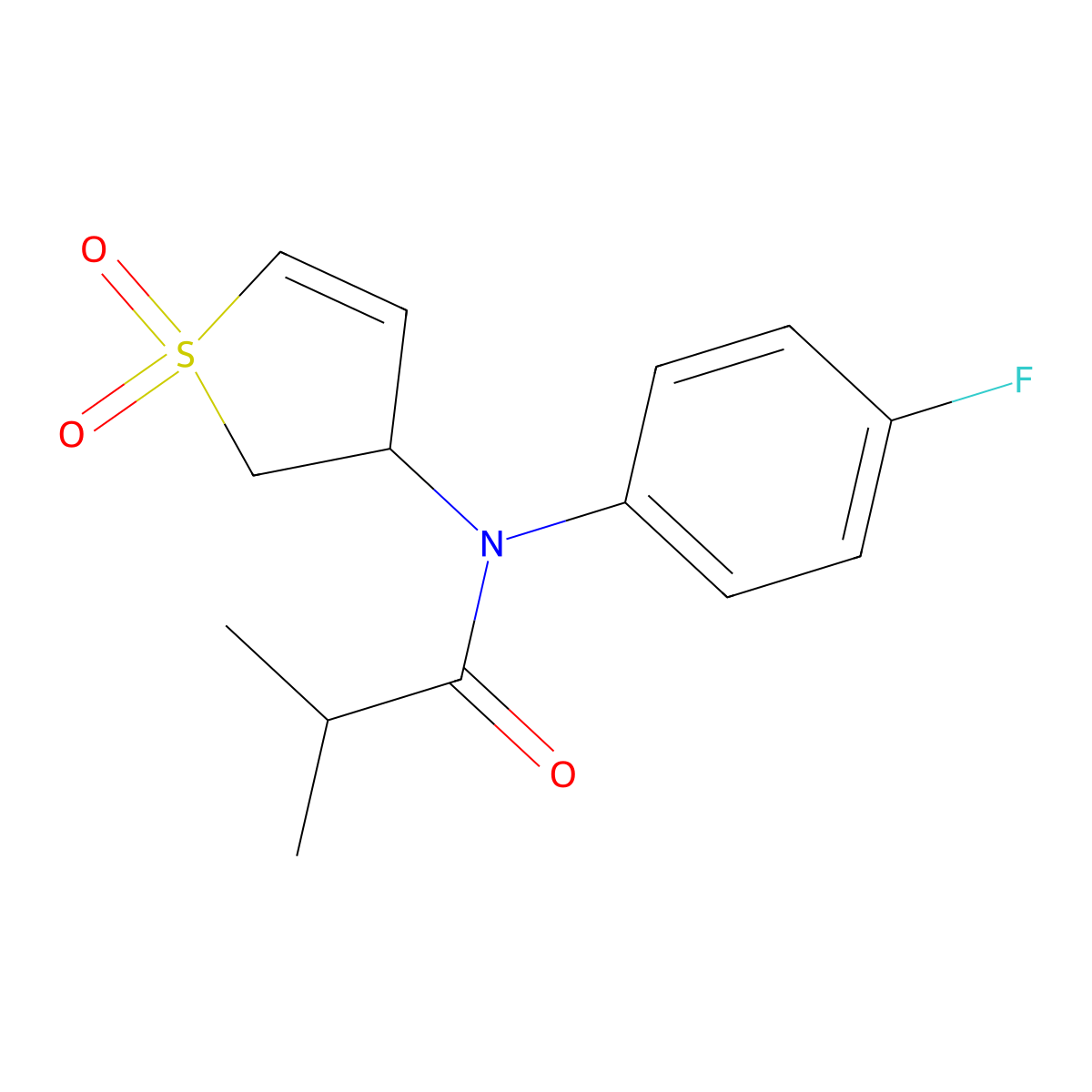 N-(1,1-dioxido-2,3-dihydrothien-3-yl)-N-(4-fluorophenyl)-2-methylpropanamide molecular structure, CAS 863022-50-8