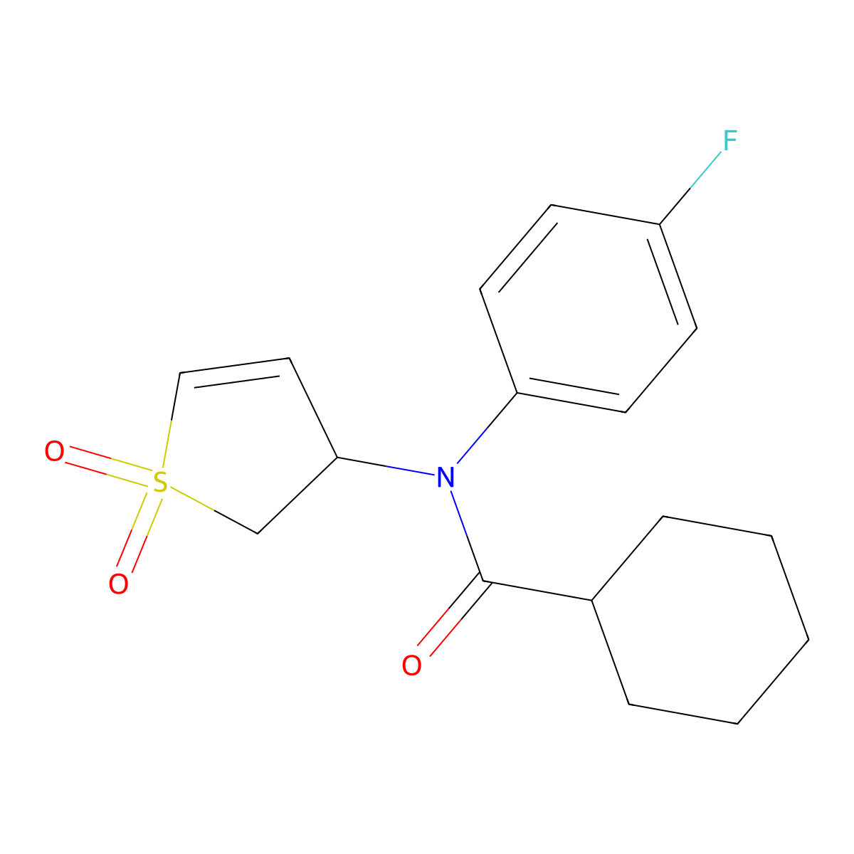 N-(1,1-dioxido-2,3-dihydrothiophen-3-yl)-N-(4-fluorophenyl)cyclohexanecarboxamide molecular structure, CAS 863022-54-2