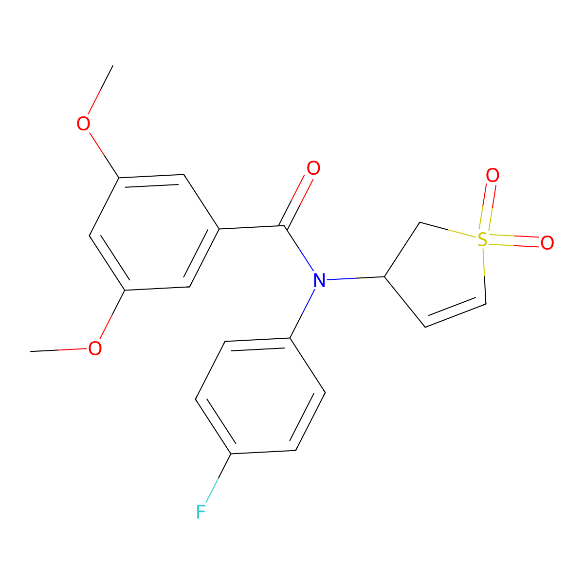 N-(1,1-dioxido-2,3-dihydrothien-3-yl)-N-(4-fluorophenyl)-3,5-dimethoxybenzamide molecular structure, CAS 863022-57-5
