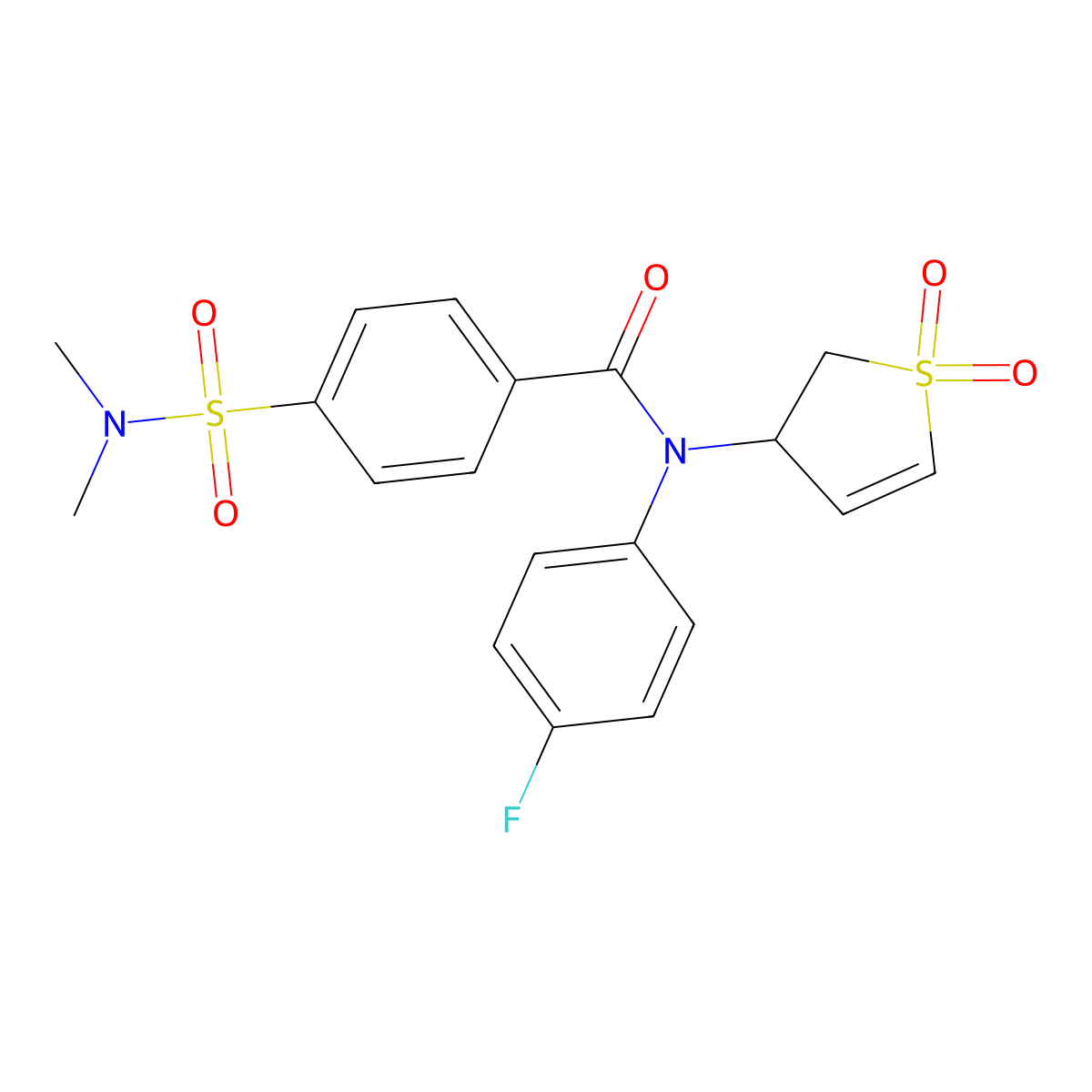 4-(N,N-dimethylsulfamoyl)-N-(1,1-dioxido-2,3-dihydrothiophen-3-yl)-N-(4-fluorophenyl)benzamide molecular structure, CAS 863022-62-2