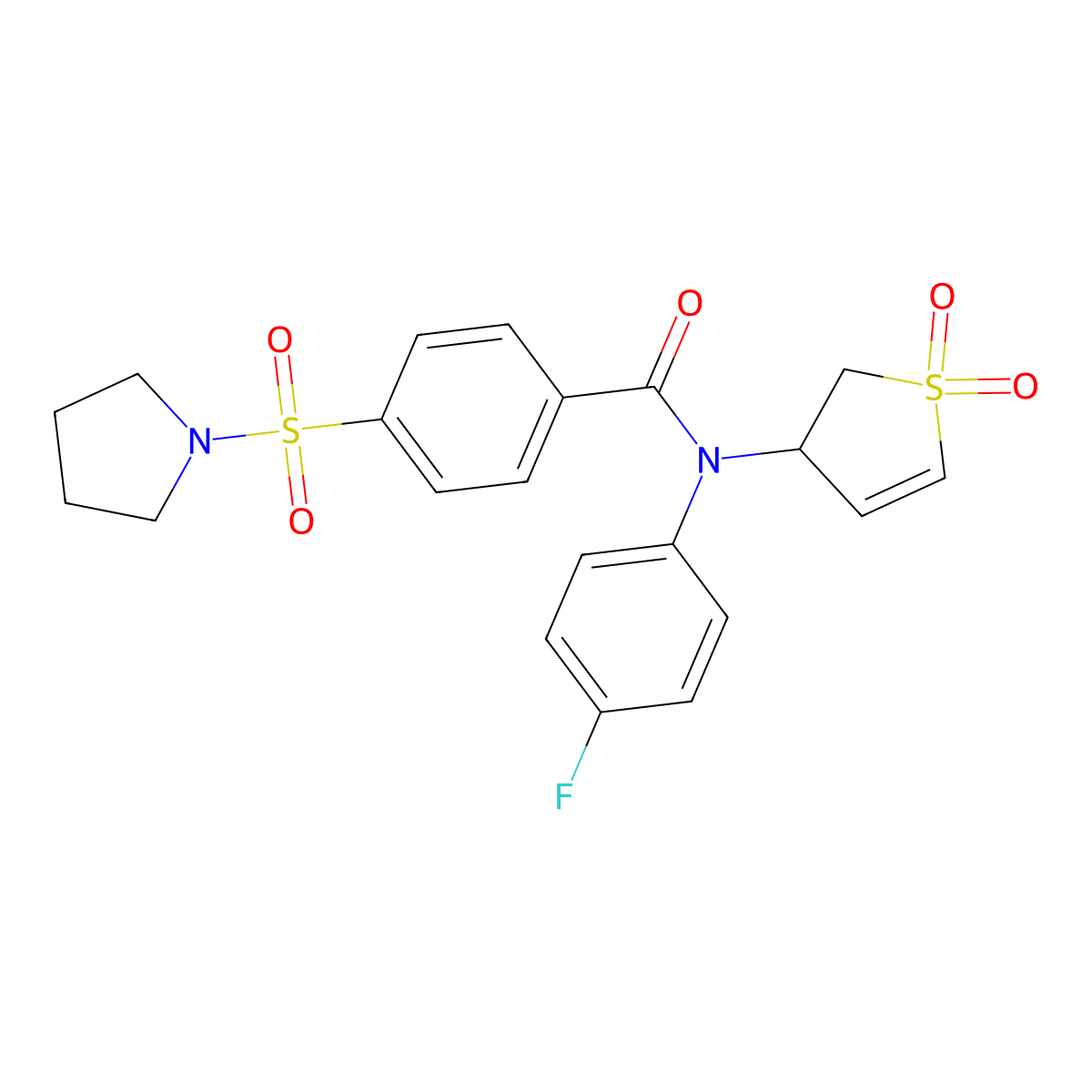 N-(1,1-dioxido-2,3-dihydrothiophen-3-yl)-N-(4-fluorophenyl)-4-(pyrrolidin-1-ylsulfonyl)benzamide molecular structure, CAS 863022-63-3
