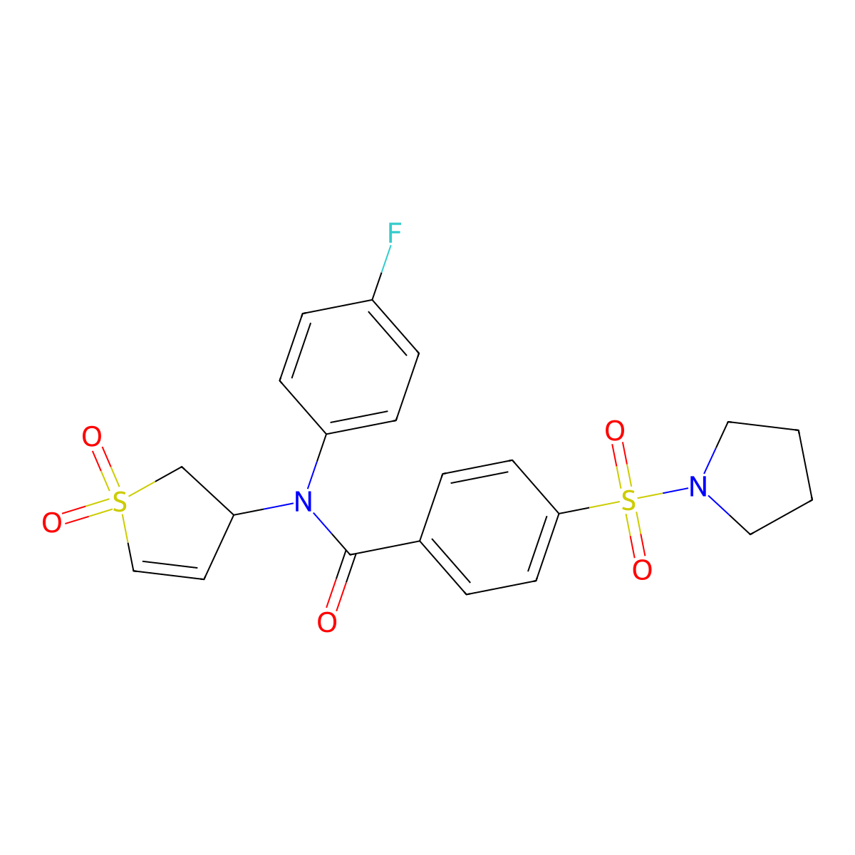 N-(1,1-dioxido-2,3-dihydrothiophen-3-yl)-N-(4-fluorophenyl)-4-(pyrrolidin-1-ylsulfonyl)benzamide molecular structure, CAS 863022-63-3