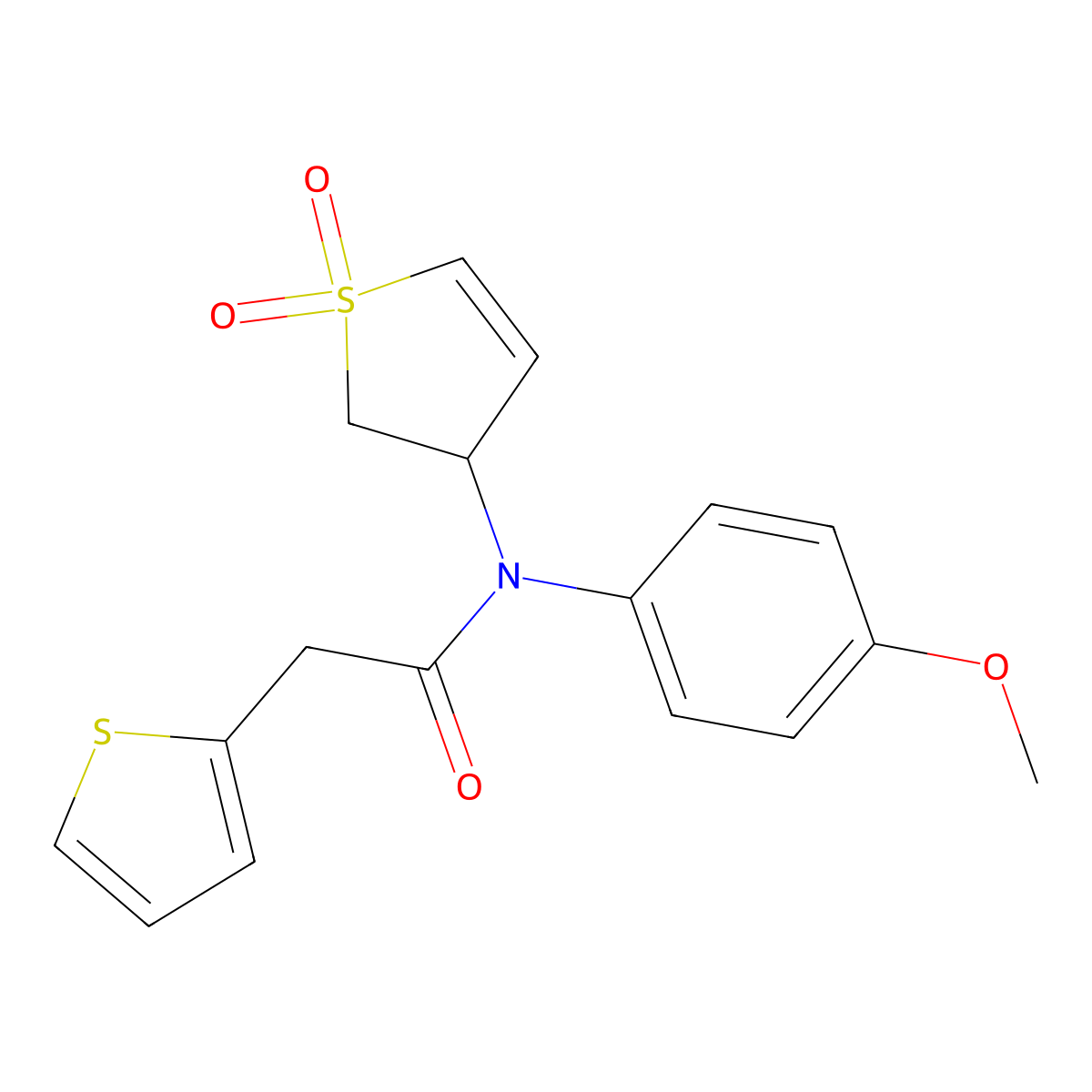 N-(1,1-dioxido-2,3-dihydrothiophen-3-yl)-N-(4-methoxyphenyl)-2-(thiophen-2-yl)acetamide molecular structure, CAS 863022-66-6