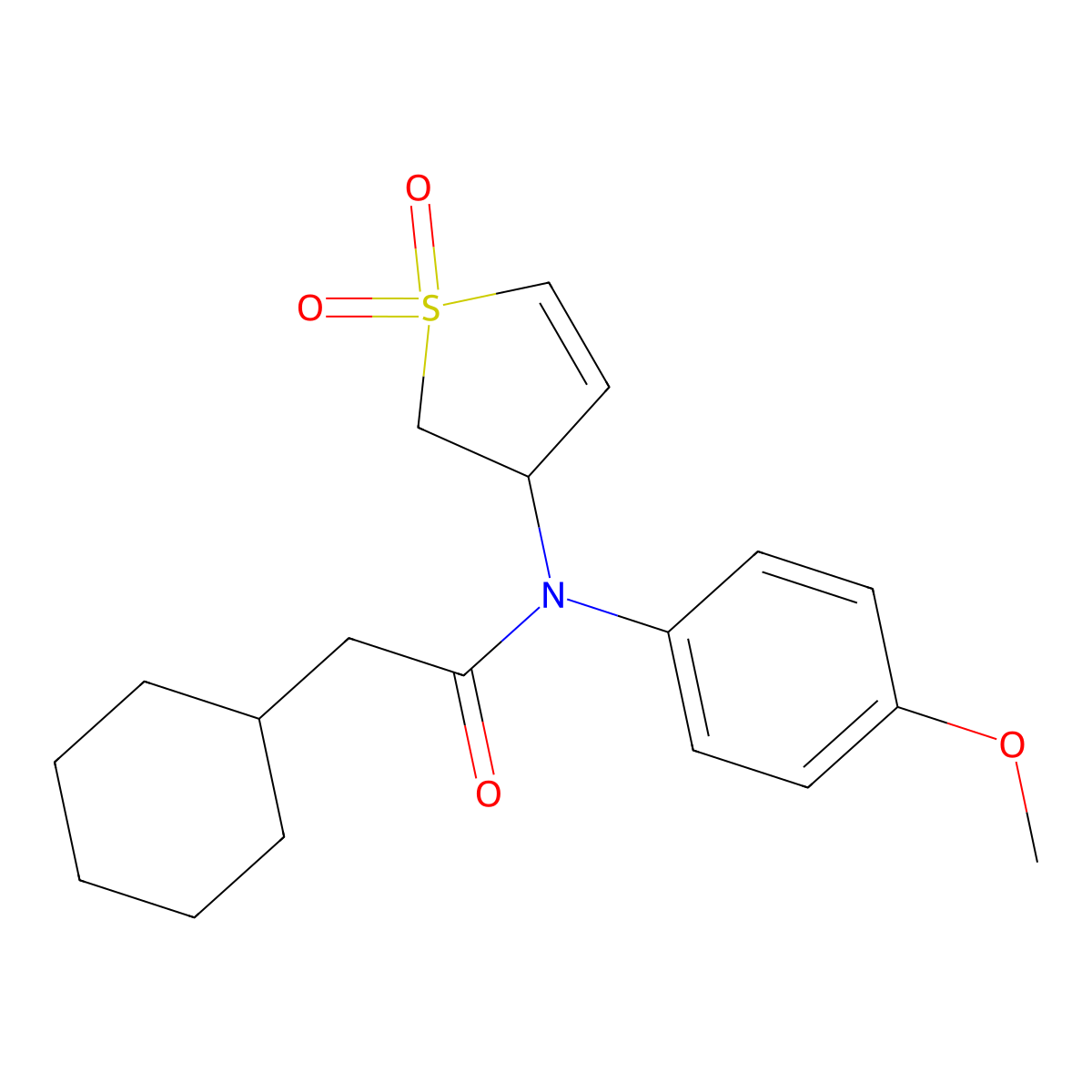 2-cyclohexyl-N-(1,1-dioxido-2,3-dihydrothiophen-3-yl)-N-(4-methoxyphenyl)acetamide molecular structure, CAS 863022-67-7
