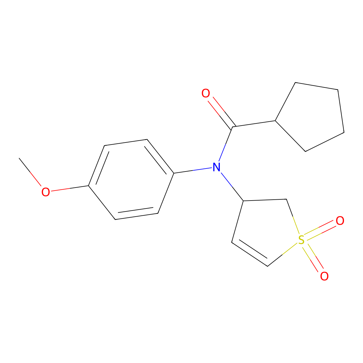 N-(1,1-dioxido-2,3-dihydrothiophen-3-yl)-N-(4-methoxyphenyl)cyclopentanecarboxamide molecular structure, CAS 863022-68-8