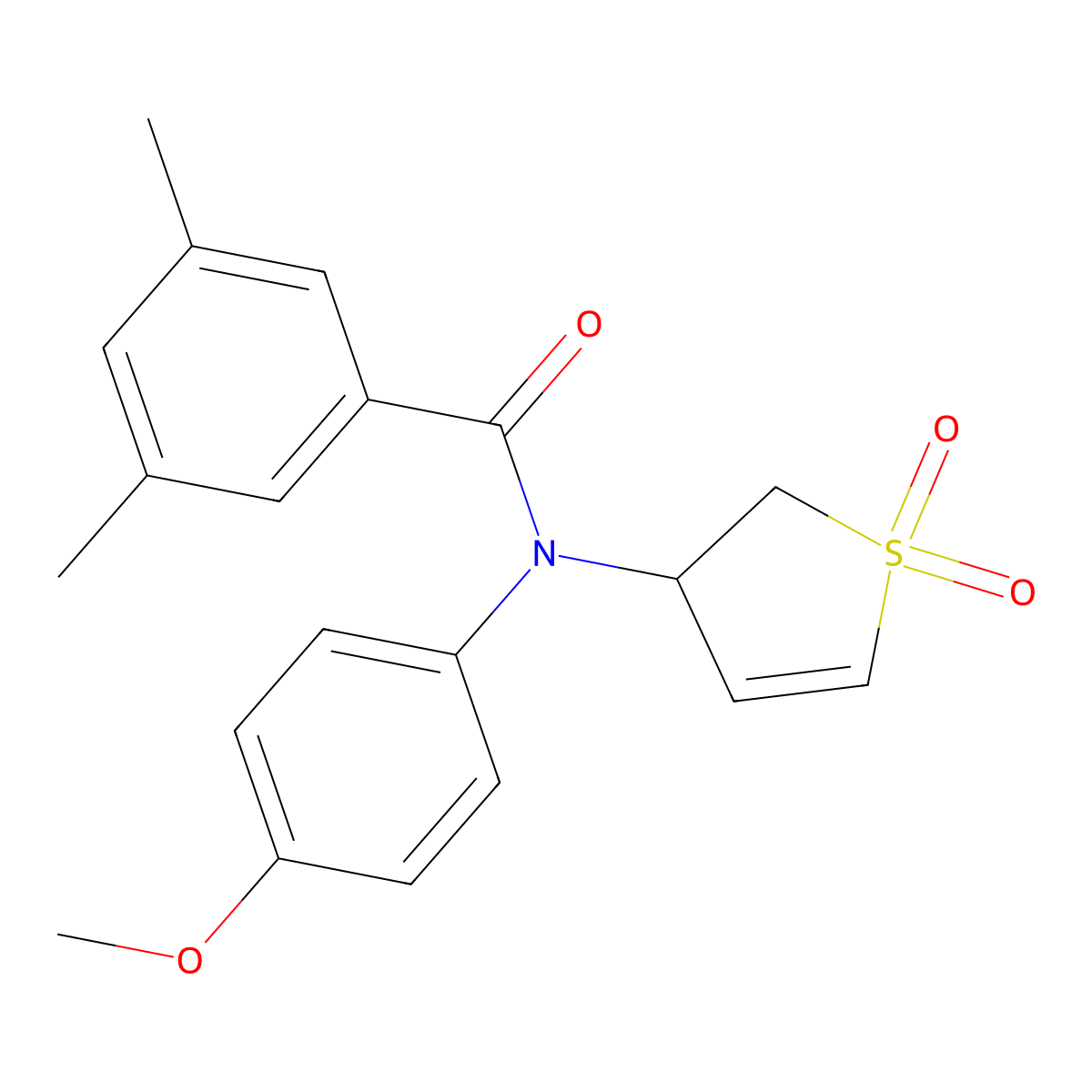 N-(1,1-dioxido-2,3-dihydrothien-3-yl)-N-(4-methoxyphenyl)-3,5-dimethylbenzamide molecular structure, CAS 863022-70-2