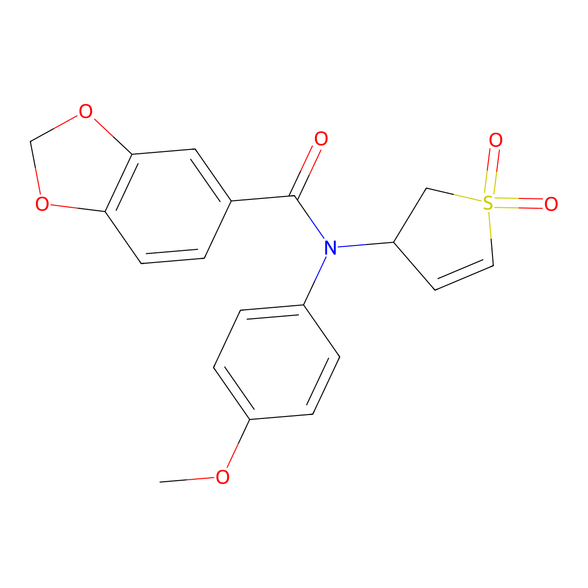 N-(1,1-dioxido-2,3-dihydrothiophen-3-yl)-N-(4-methoxyphenyl)benzo[d][1,3]dioxole-5-carboxamide molecular structure, CAS 863022-73-5