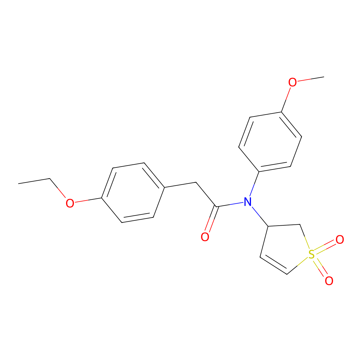 N-(1,1-dioxido-2,3-dihydrothiophen-3-yl)-2-(4-ethoxyphenyl)-N-(4-methoxyphenyl)acetamide molecular structure, CAS 863022-75-7