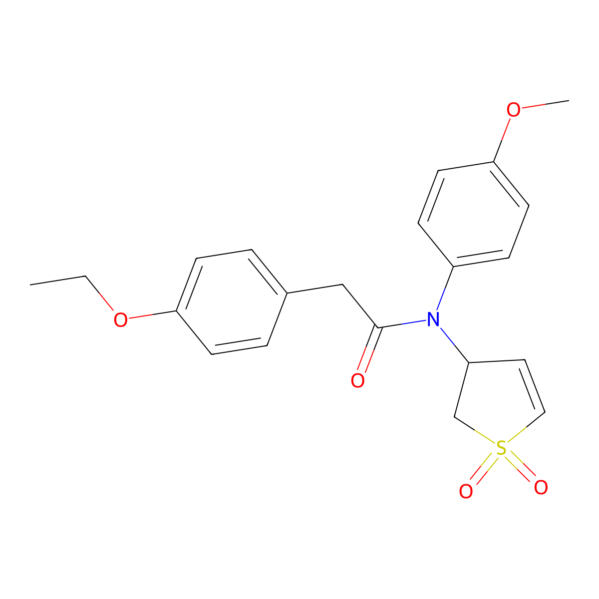 N-(1,1-dioxido-2,3-dihydrothiophen-3-yl)-2-(4-ethoxyphenyl)-N-(4-methoxyphenyl)acetamide molecular structure, CAS 863022-75-7