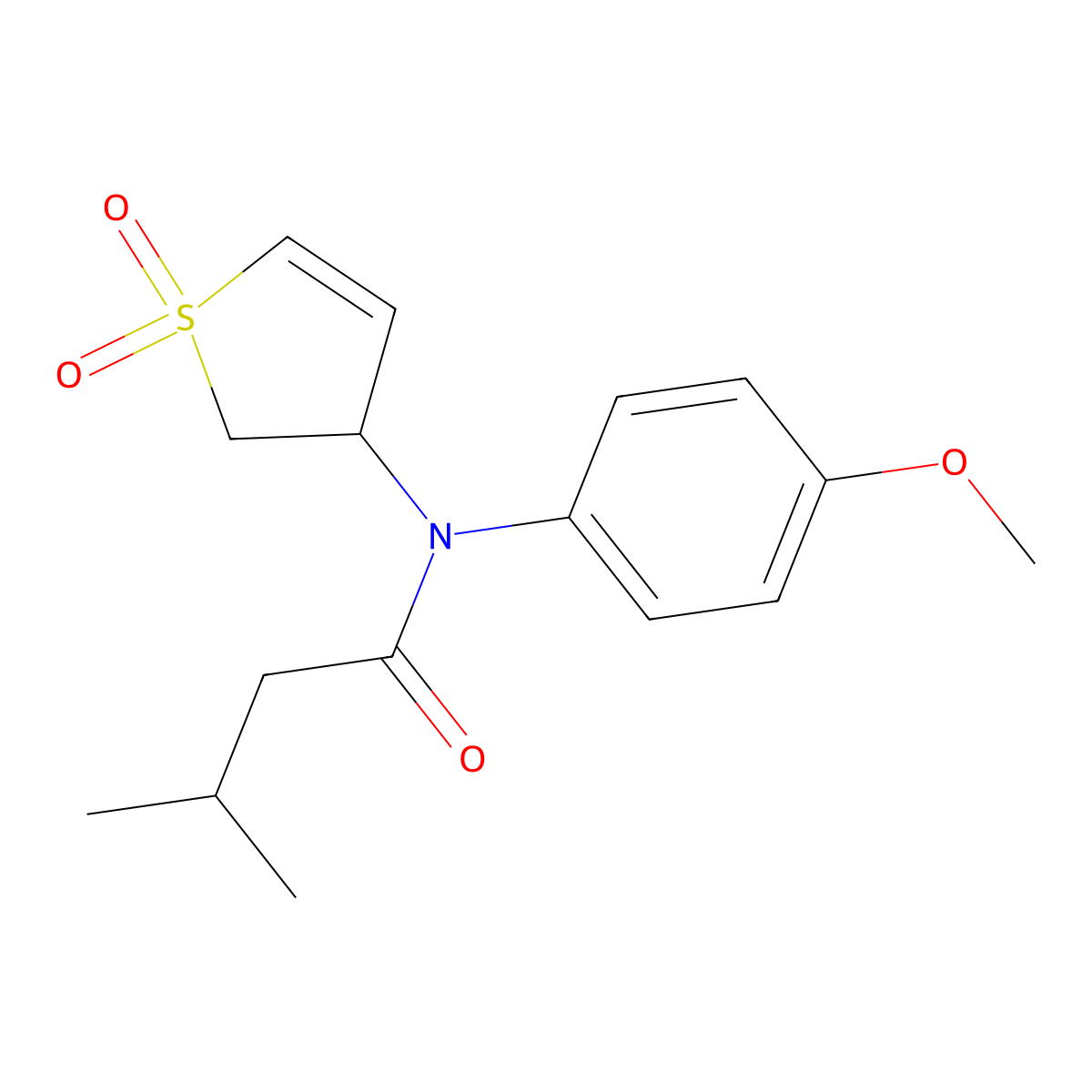 N-(1,1-dioxo-2,3-dihydro-1lambda6-thiophen-3-yl)-N-(4-methoxyphenyl)-3-methylbutanamide molecular structure, CAS 863022-76-8