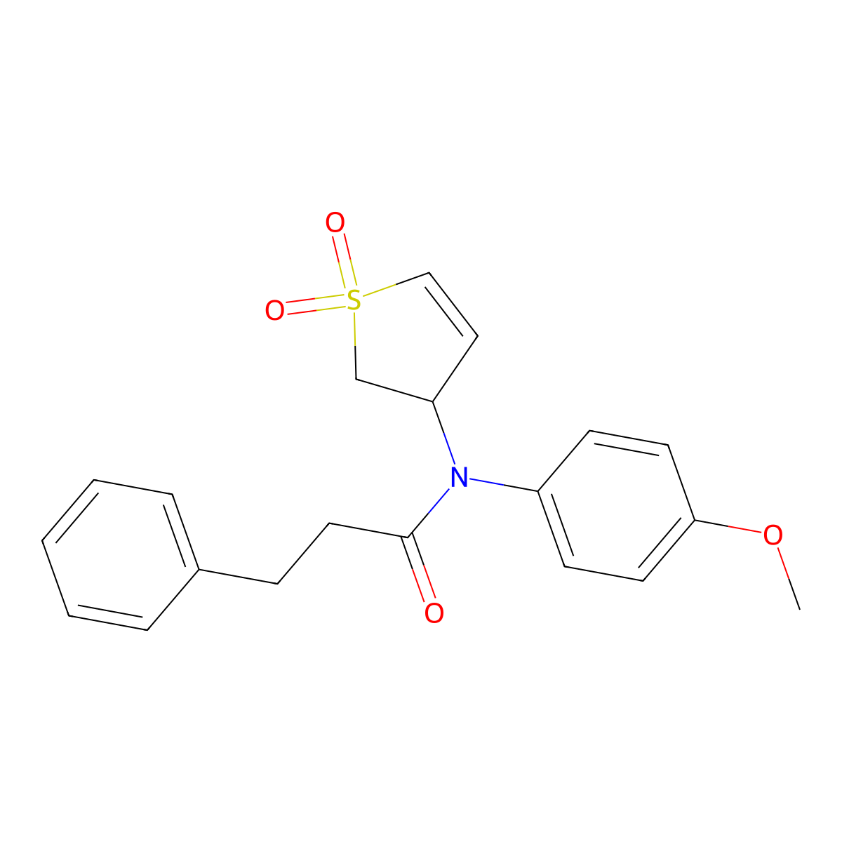 N-(1,1-dioxido-2,3-dihydrothiophen-3-yl)-N-(4-methoxyphenyl)-3-phenylpropanamide molecular structure, CAS 863022-77-9