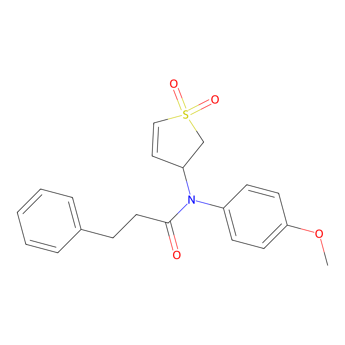 N-(1,1-dioxido-2,3-dihydrothiophen-3-yl)-N-(4-methoxyphenyl)-3-phenylpropanamide molecular structure, CAS 863022-77-9