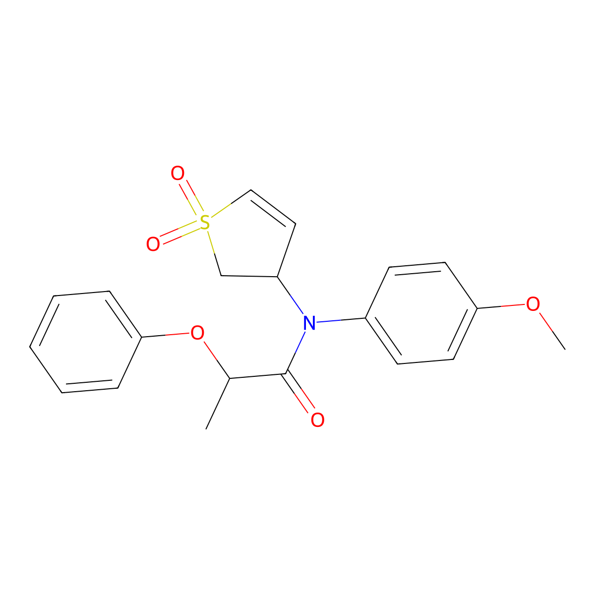 N-(1,1-dioxido-2,3-dihydrothiophen-3-yl)-N-(4-methoxyphenyl)-2-phenoxypropanamide molecular structure, CAS 863022-80-4